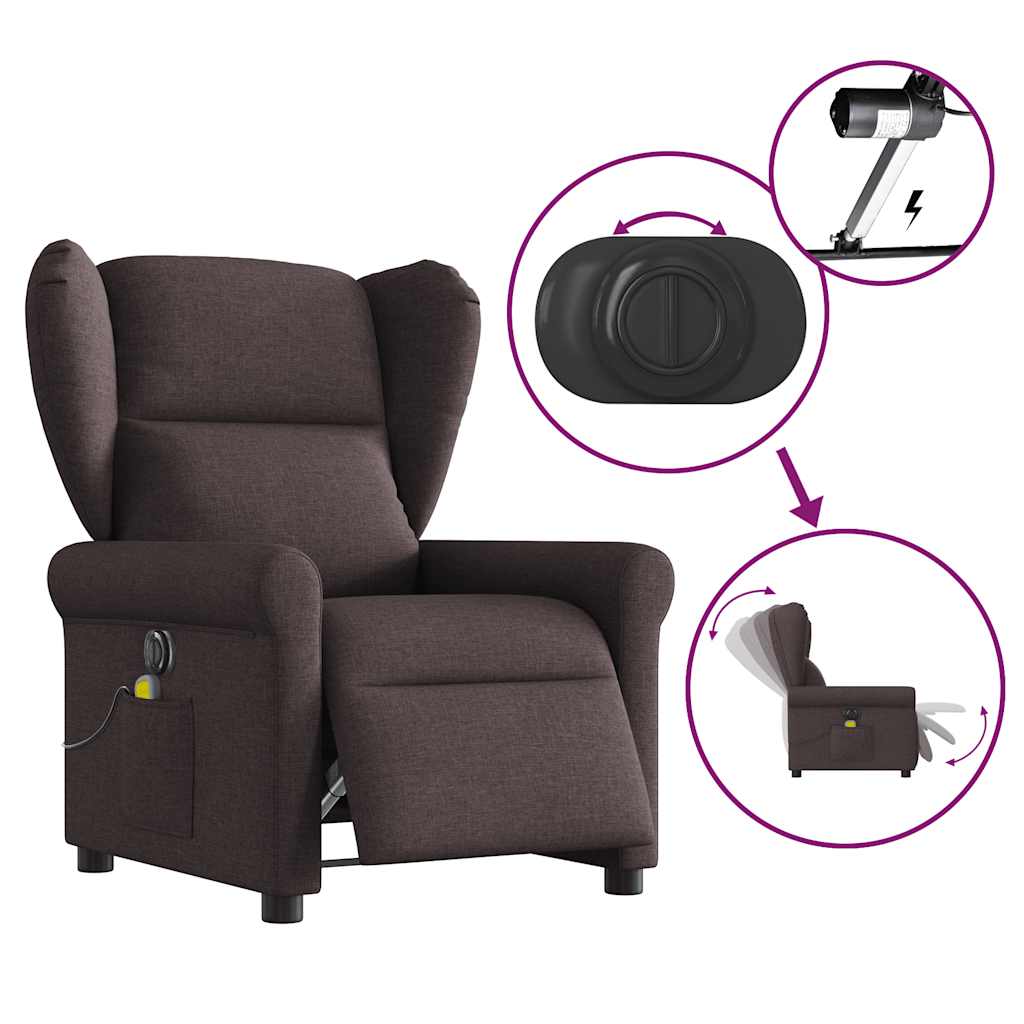 Fotoliu electric de masaj rabatabil, maro închis, textil GartenMobel Dekor