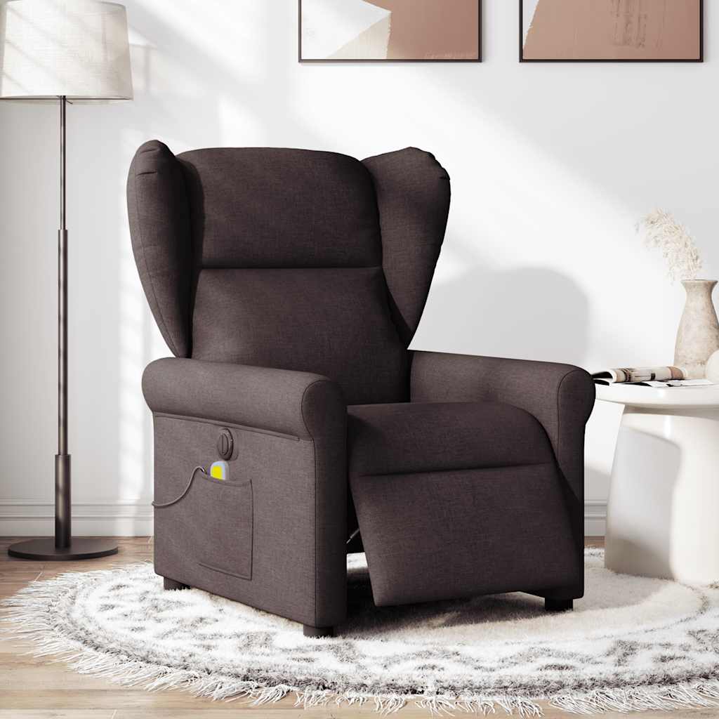 Fotoliu electric de masaj rabatabil, maro închis, textil GartenMobel Dekor