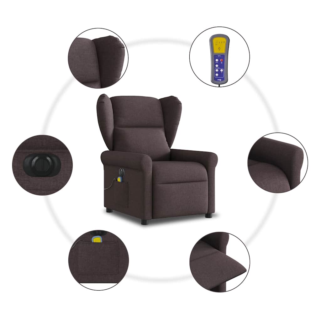 Fotoliu electric de masaj rabatabil, maro închis, textil GartenMobel Dekor