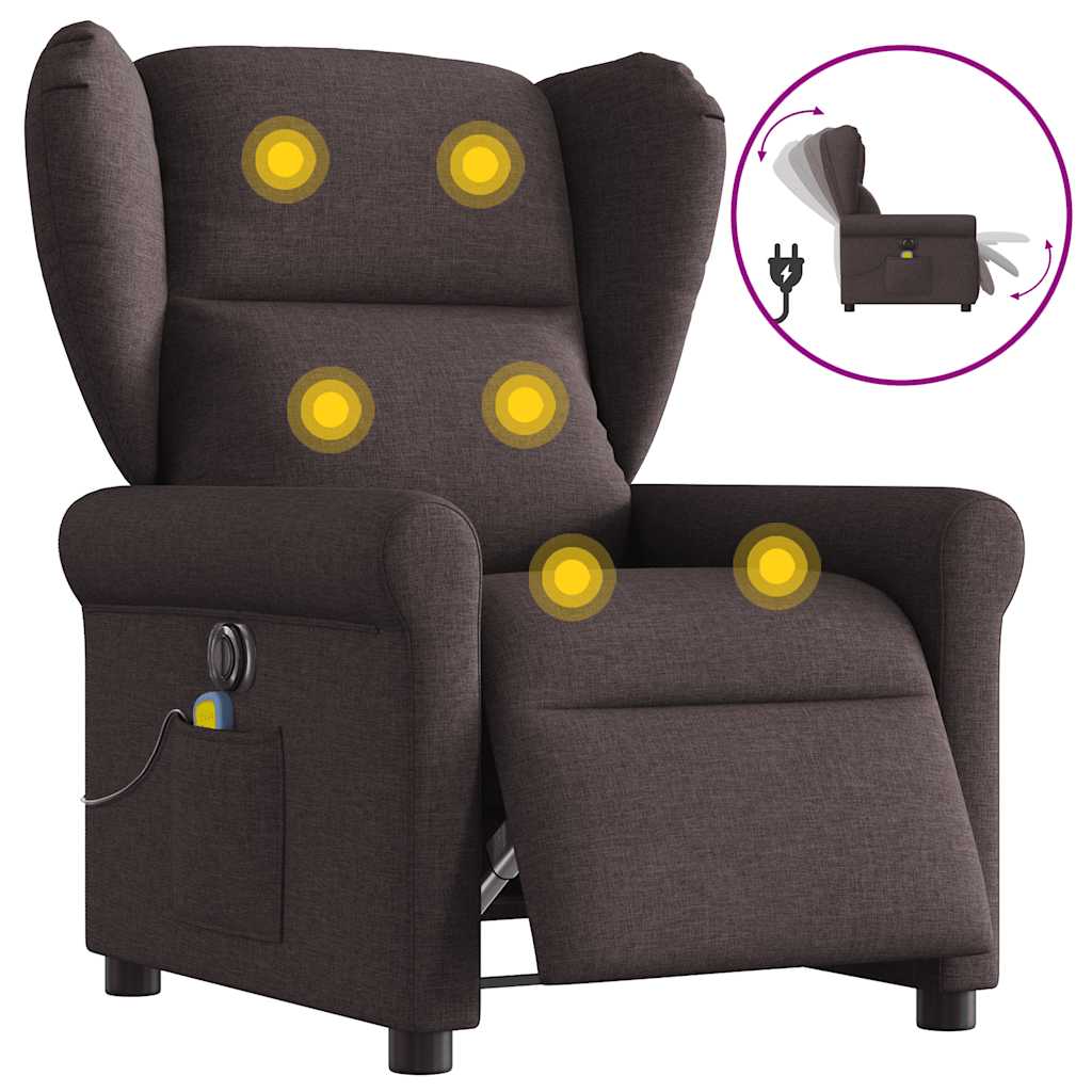Fotoliu electric de masaj rabatabil, maro închis, textil GartenMobel Dekor