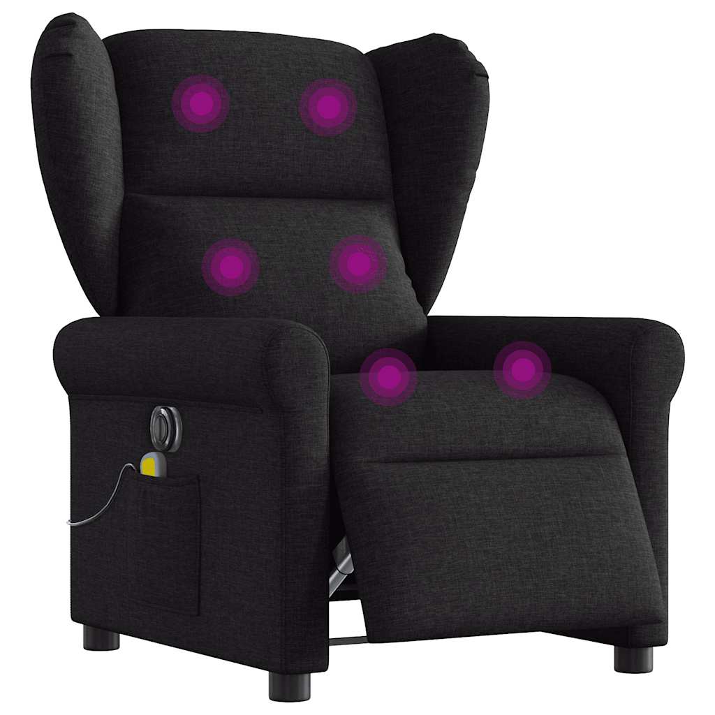 Fotoliu electric de masaj rabatabil, negru, textil GartenMobel Dekor