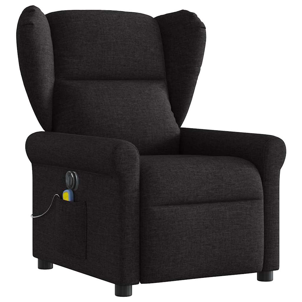 Fotoliu electric de masaj rabatabil, negru, textil GartenMobel Dekor