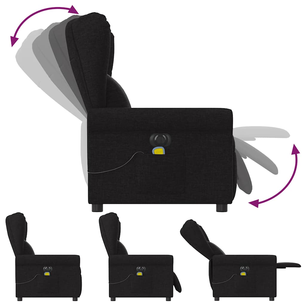 Fotoliu electric de masaj rabatabil, negru, textil GartenMobel Dekor