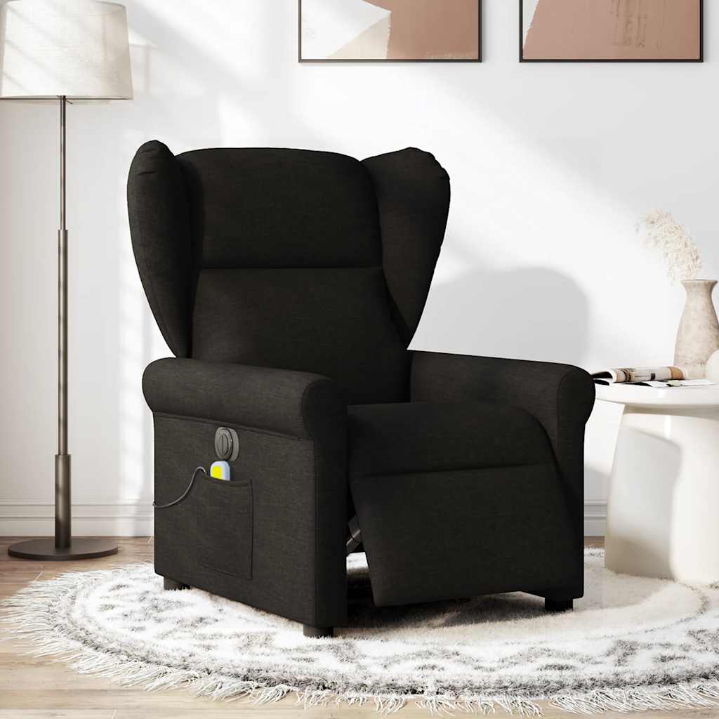 Fotoliu electric de masaj rabatabil, negru, textil GartenMobel Dekor