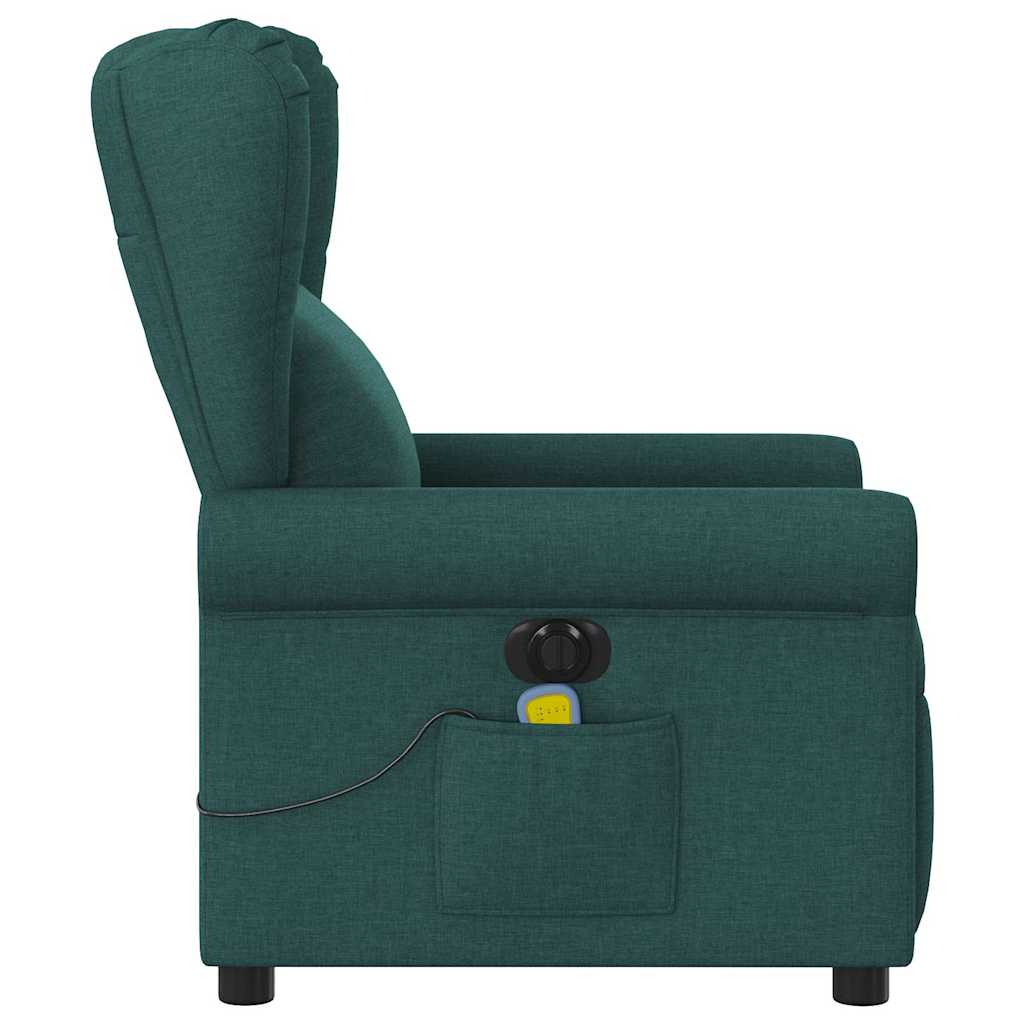 Fotoliu electric de masaj rabatabil, verde închis, textil GartenMobel Dekor
