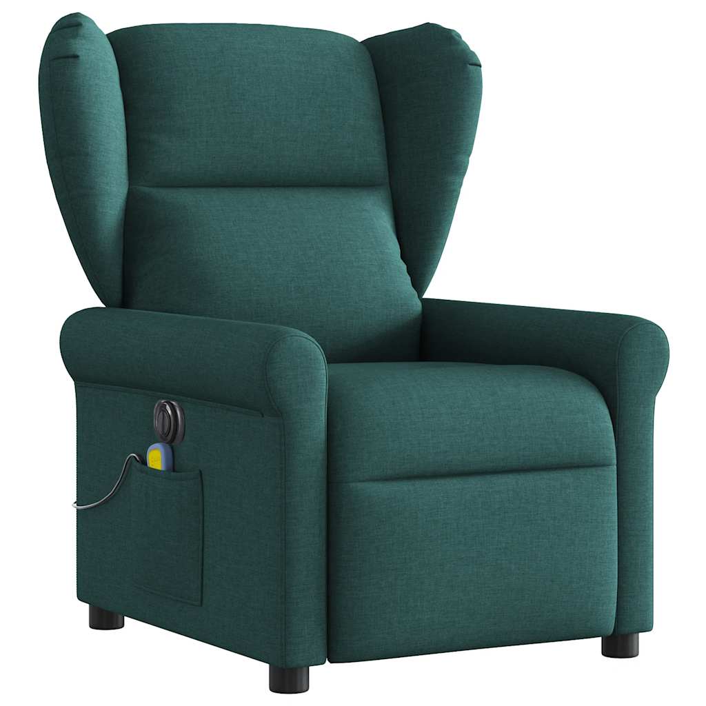 Fotoliu electric de masaj rabatabil, verde închis, textil GartenMobel Dekor
