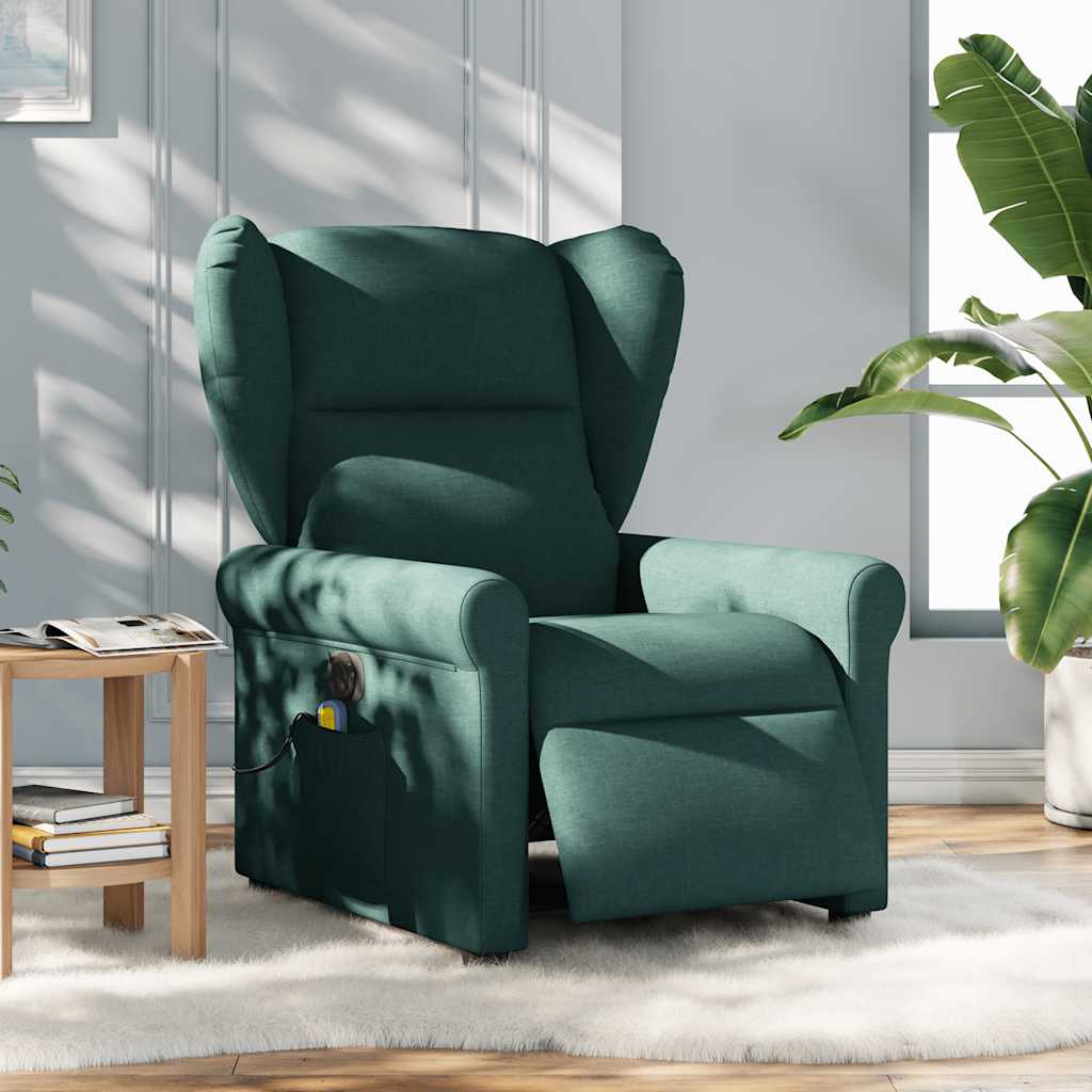 Fotoliu electric de masaj rabatabil, verde închis, textil GartenMobel Dekor