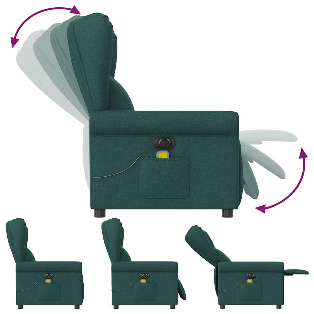 Fotoliu electric de masaj rabatabil, verde închis, textil GartenMobel Dekor