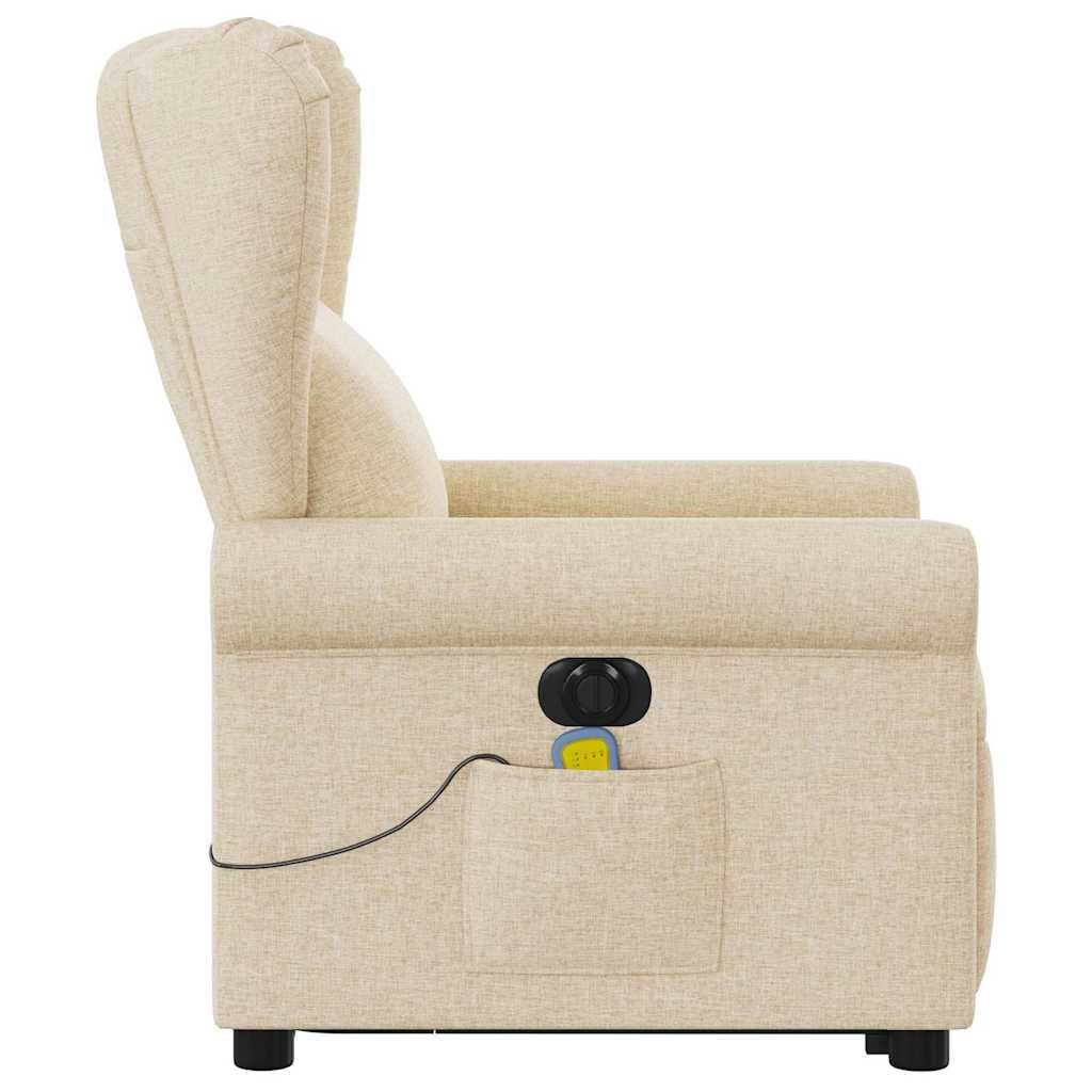 Fotoliu electric de masaj rabatabil cu ridicare, crem, textil GartenMobel Dekor
