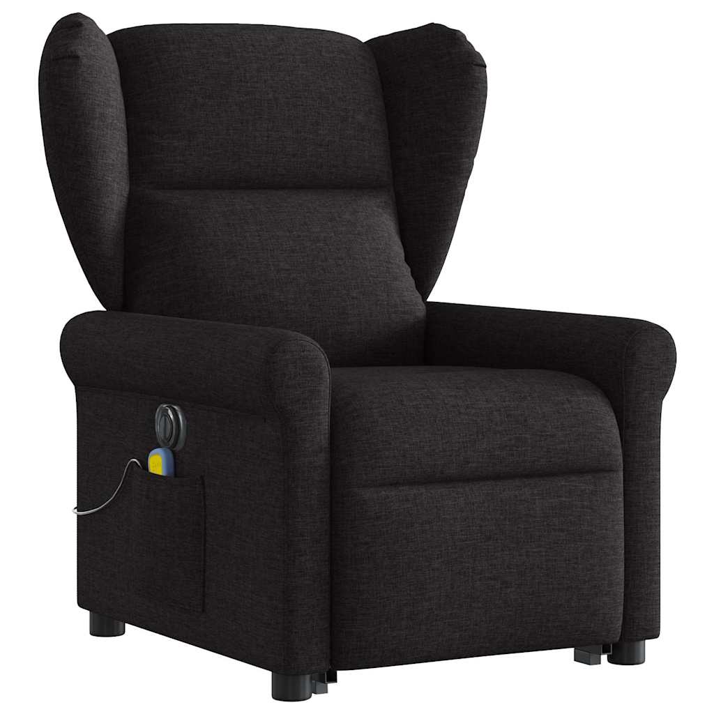 Fotoliu electric de masaj rabatabil cu ridicare, negru, textil GartenMobel Dekor