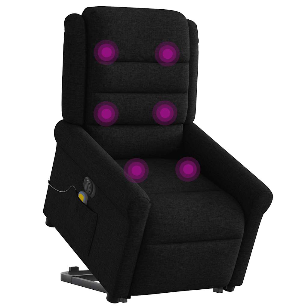 Fotoliu electric de masaj rabatabil cu ridicare, negru, textil GartenMobel Dekor