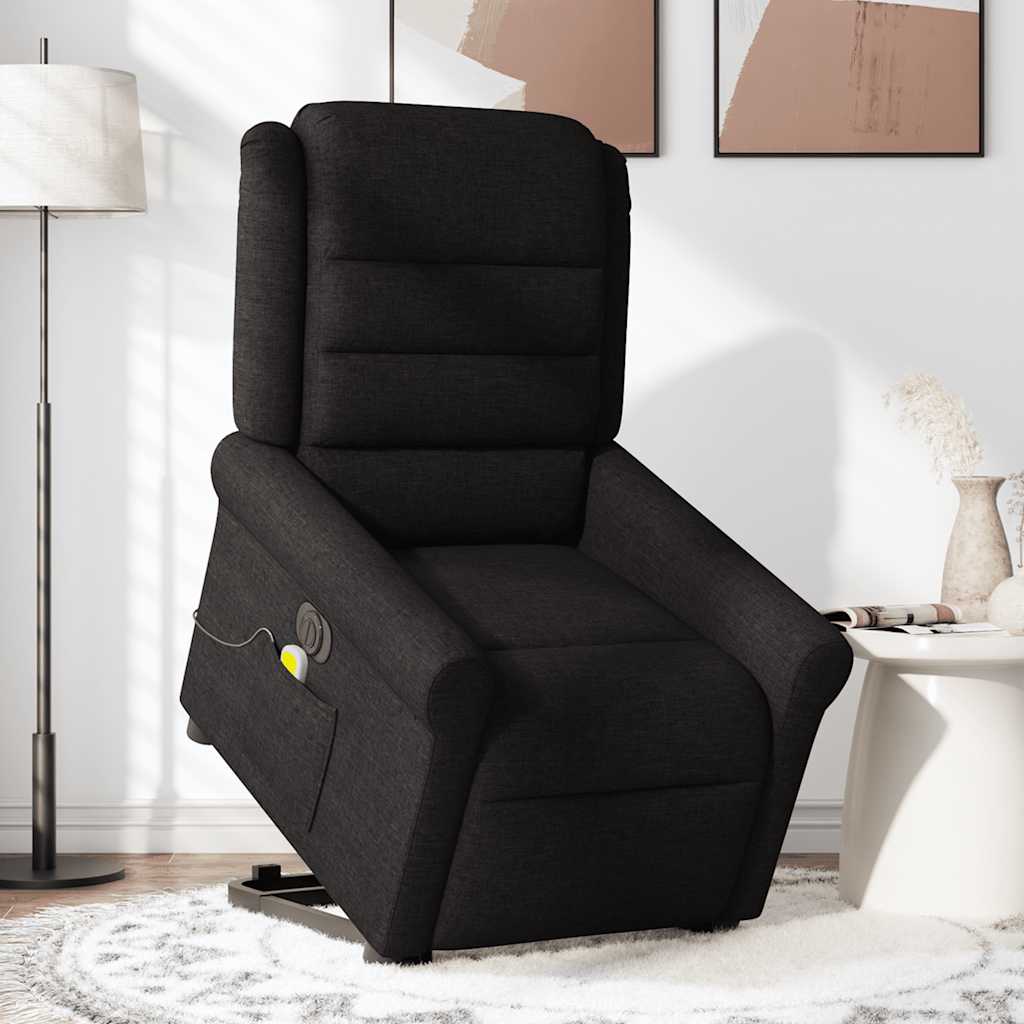 Fotoliu electric de masaj rabatabil cu ridicare, negru, textil GartenMobel Dekor