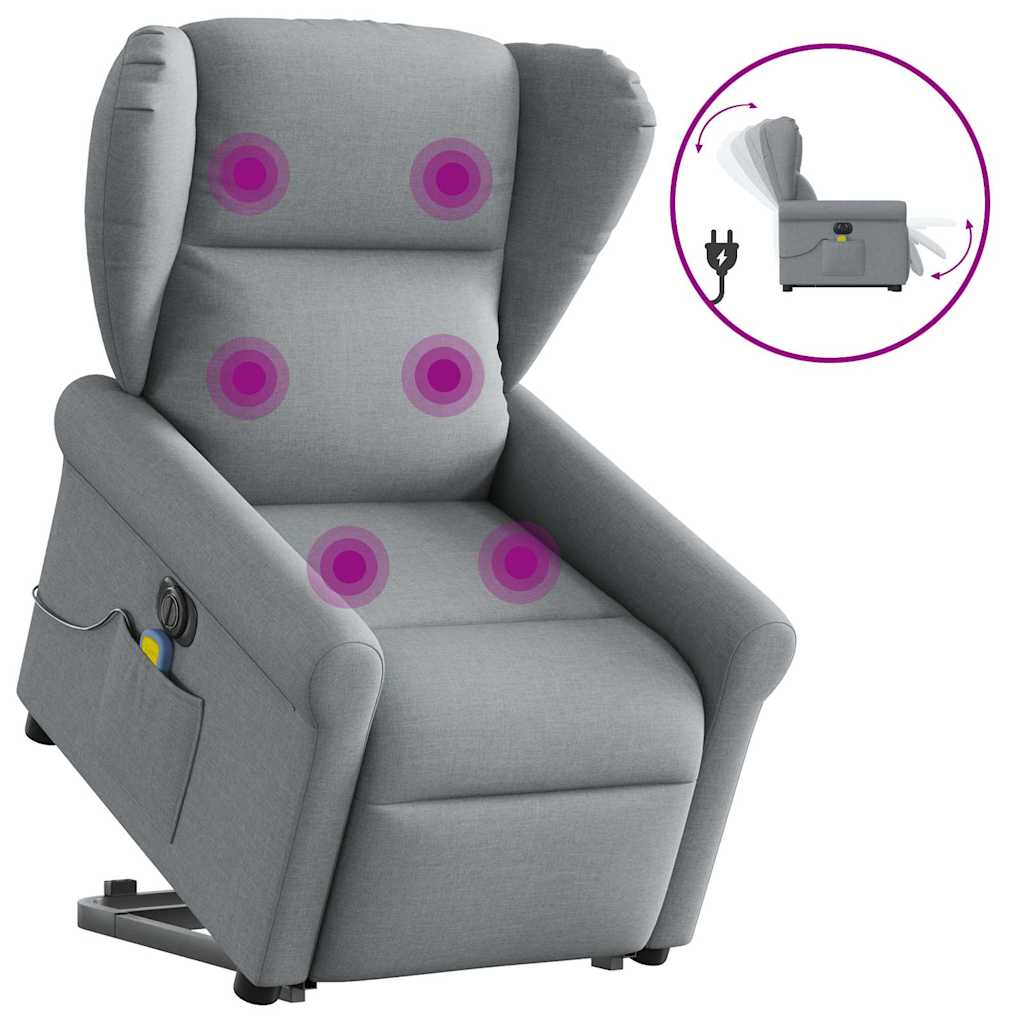 Fotoliu electric masaj rabatabil cu ridicare, gri închis textil GartenMobel Dekor