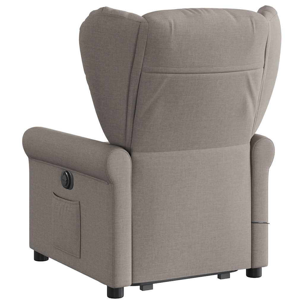Fotoliu electric masaj rabatabil cu ridicare, gri taupe, textil GartenMobel Dekor