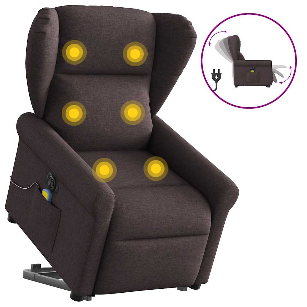 Fotoliu electric masaj rabatabil cu ridicare maro închis textil GartenMobel Dekor