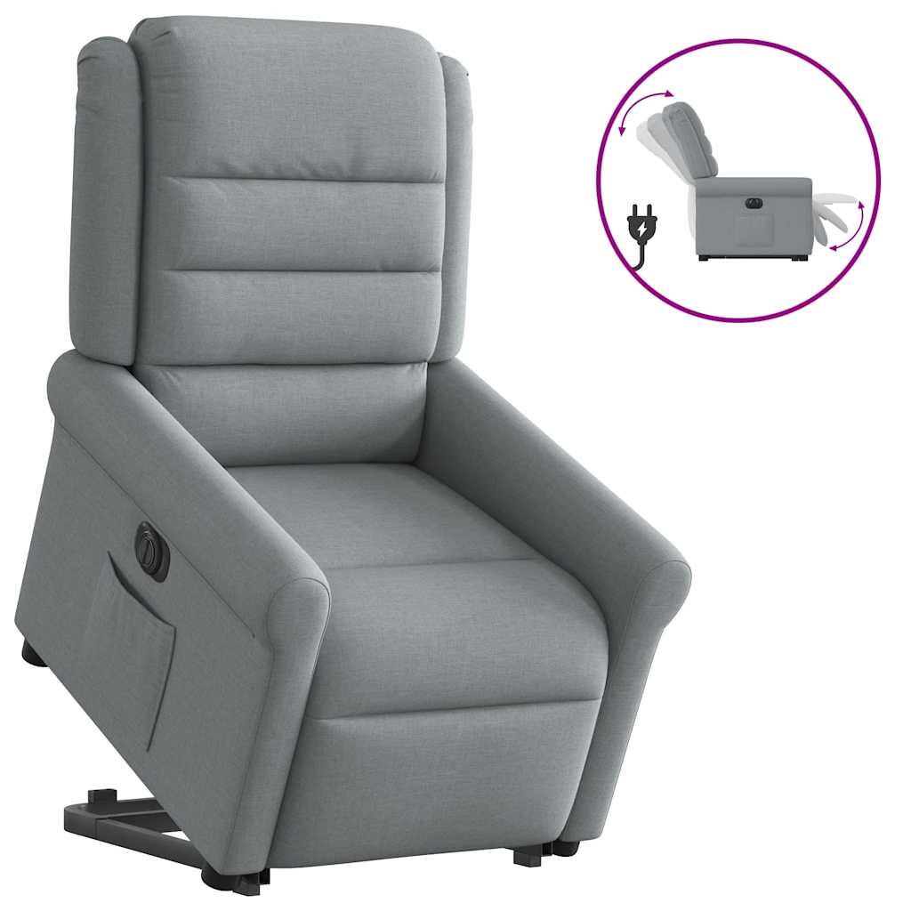 Fotoliu electric rabatabil cu ridicare, gri deschis, textil GartenMobel Dekor