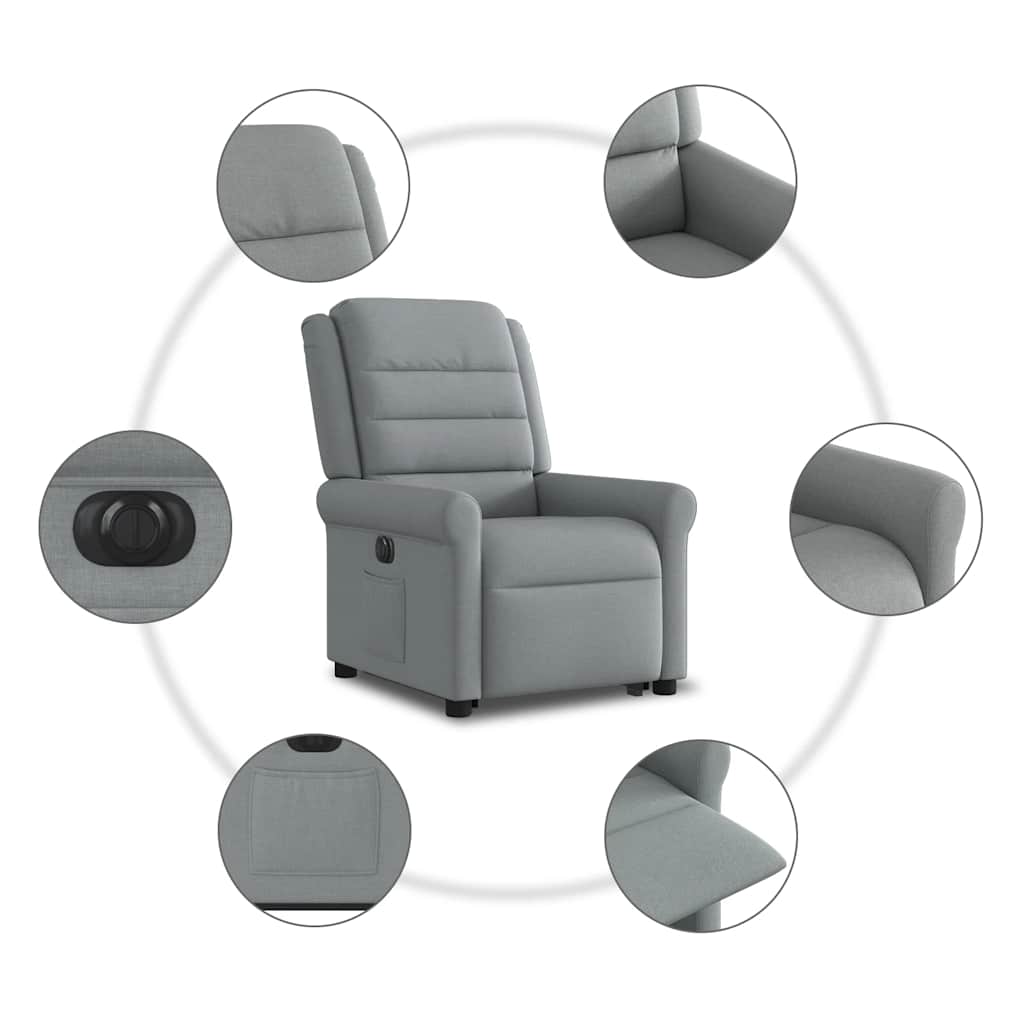 Fotoliu electric rabatabil cu ridicare, gri deschis, textil GartenMobel Dekor