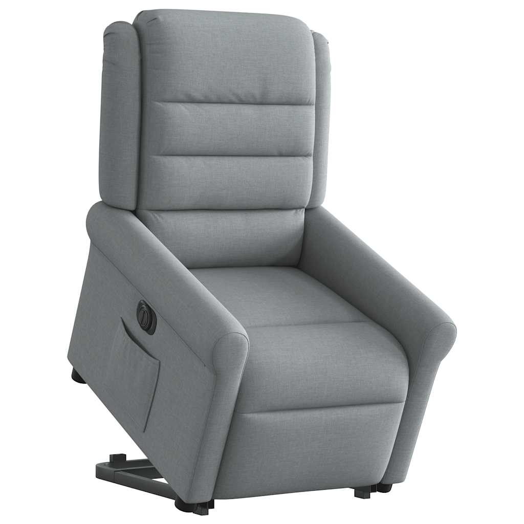 Fotoliu electric rabatabil cu ridicare, gri deschis, textil GartenMobel Dekor