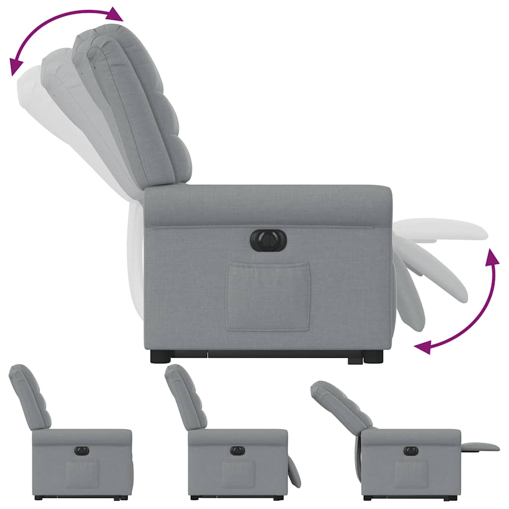 Fotoliu electric rabatabil cu ridicare, gri deschis, textil GartenMobel Dekor