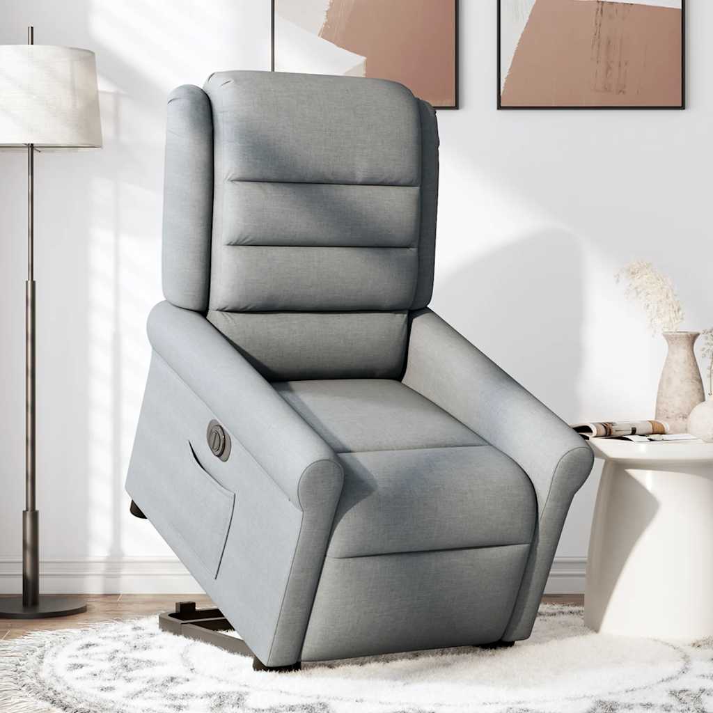 Fotoliu electric rabatabil cu ridicare, gri deschis, textil GartenMobel Dekor