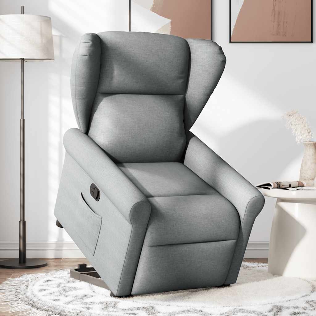 Fotoliu rabatabil cu ridicare, gri deschis, material textil GartenMobel Dekor