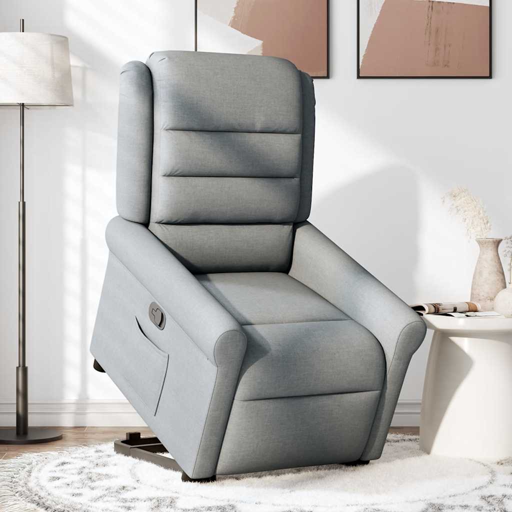 Fotoliu rabatabil cu ridicare, gri deschis, material textil GartenMobel Dekor