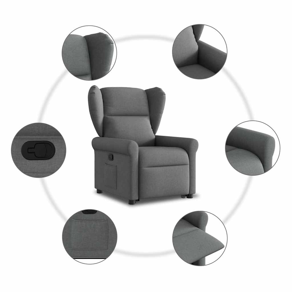 Fotoliu rabatabil cu ridicare pe verticală, gri închis, textil GartenMobel Dekor