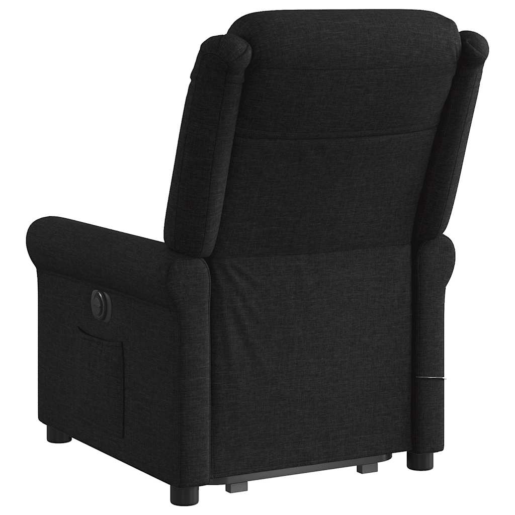 Fotoliu rabatabil de masaj, cu ridicare, negru, material textil GartenMobel Dekor