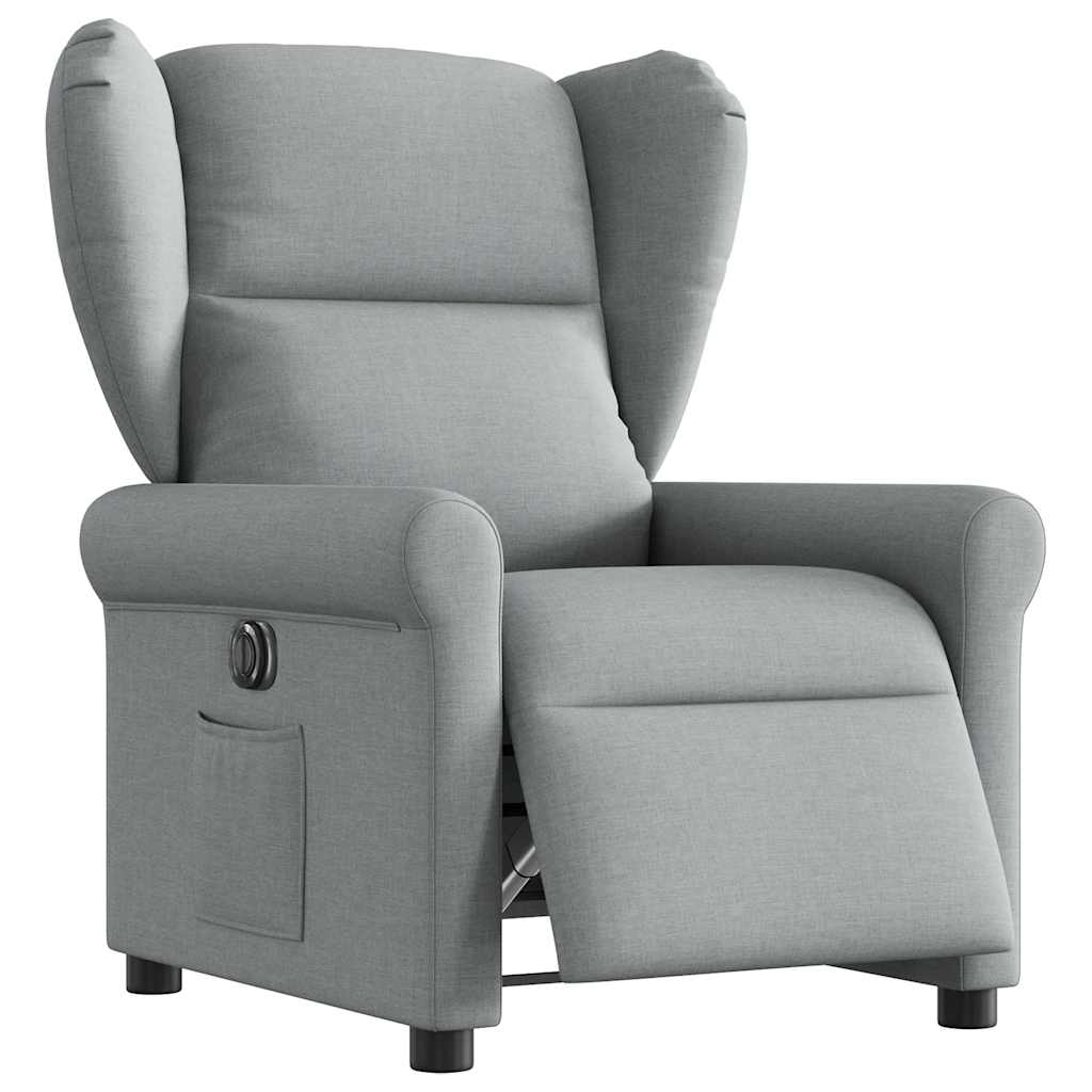 Fotoliu rabatabil electric, gri deschis, textil GartenMobel Dekor
