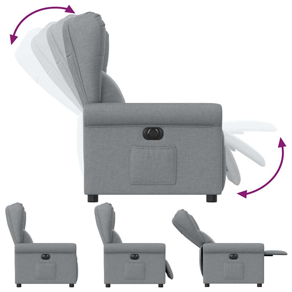 Fotoliu rabatabil electric, gri deschis, textil GartenMobel Dekor