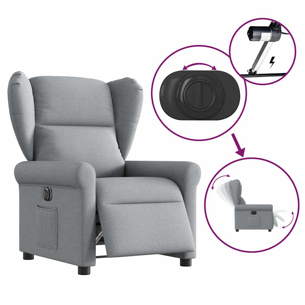 Fotoliu rabatabil electric, gri deschis, textil GartenMobel Dekor