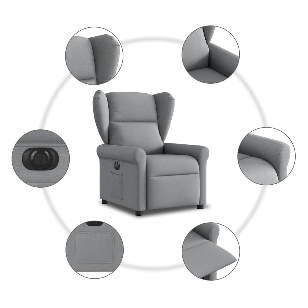 Fotoliu rabatabil electric, gri deschis, textil GartenMobel Dekor