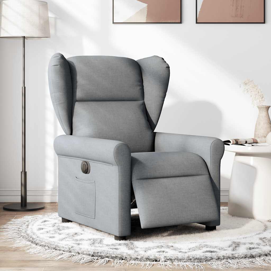 Fotoliu rabatabil electric, gri deschis, textil GartenMobel Dekor