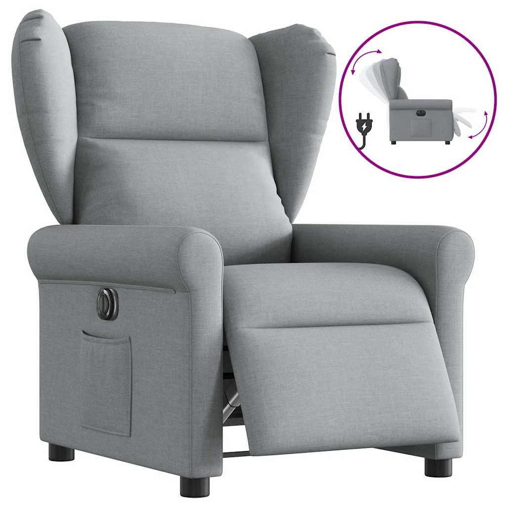 Fotoliu rabatabil electric, gri deschis, textil GartenMobel Dekor