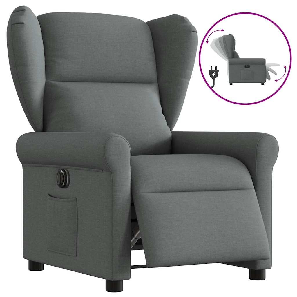 Fotoliu rabatabil electric, gri închis, material textil GartenMobel Dekor