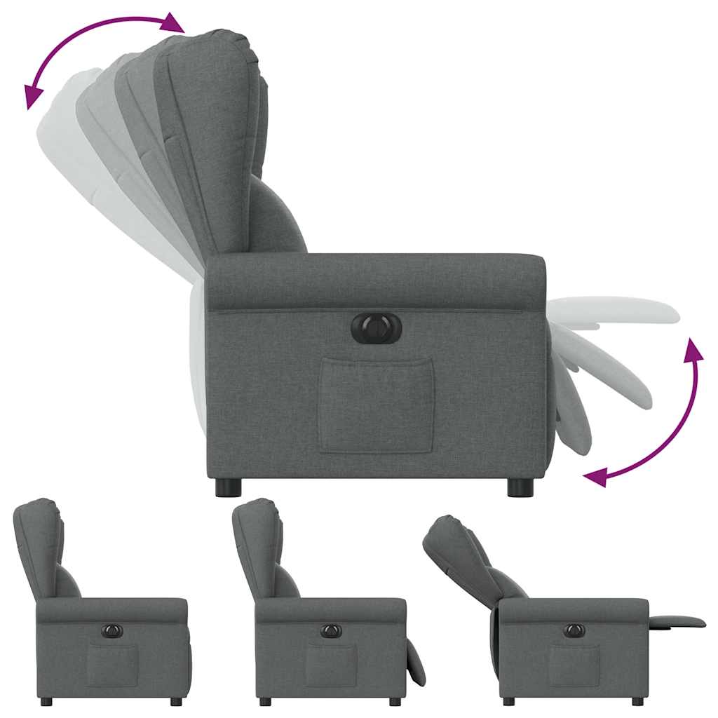 Fotoliu rabatabil electric, gri închis, material textil GartenMobel Dekor