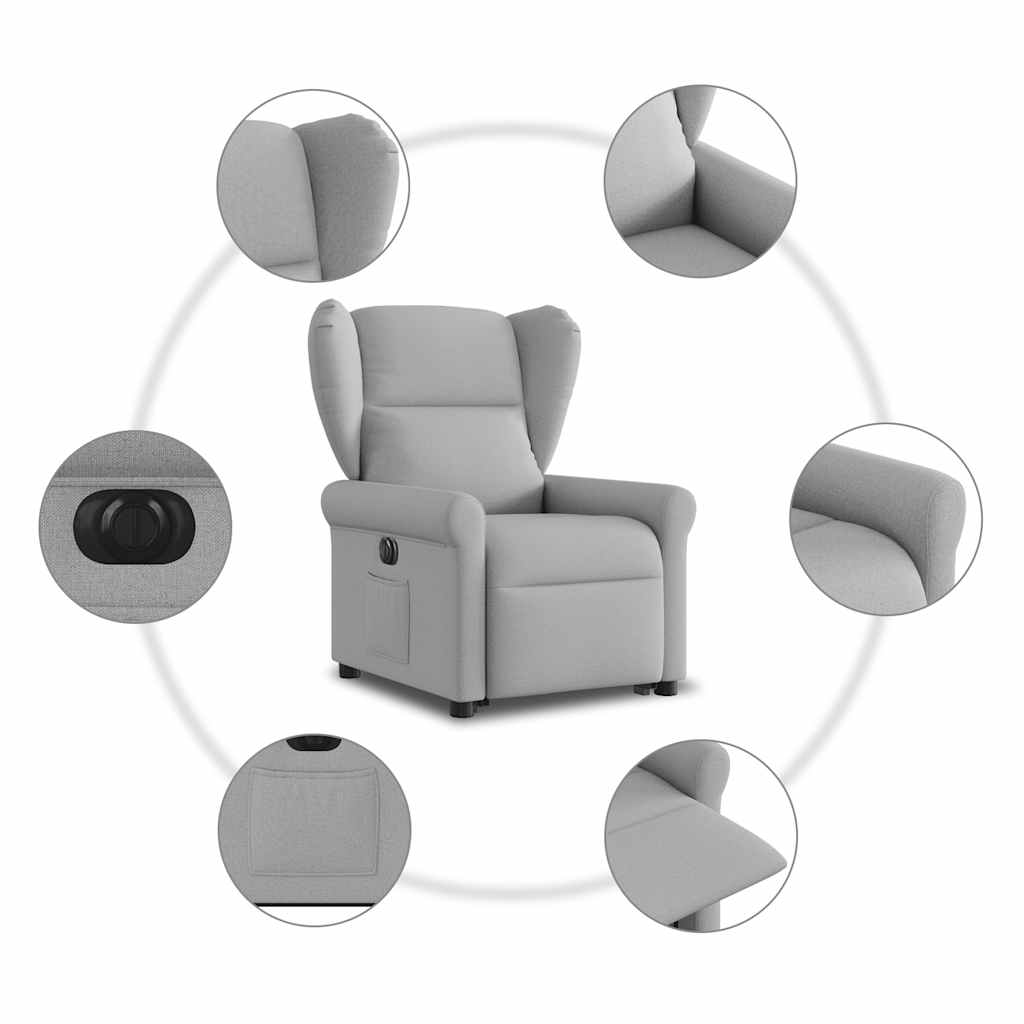 Scaun reclinabil electric, țesătură gri nor GartenMobel Dekor