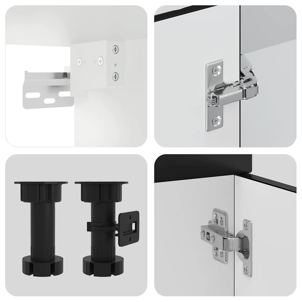 Set dulap de bucătărie 8 piese „Kalmar” lemn negru prelucrat GartenMobel Dekor