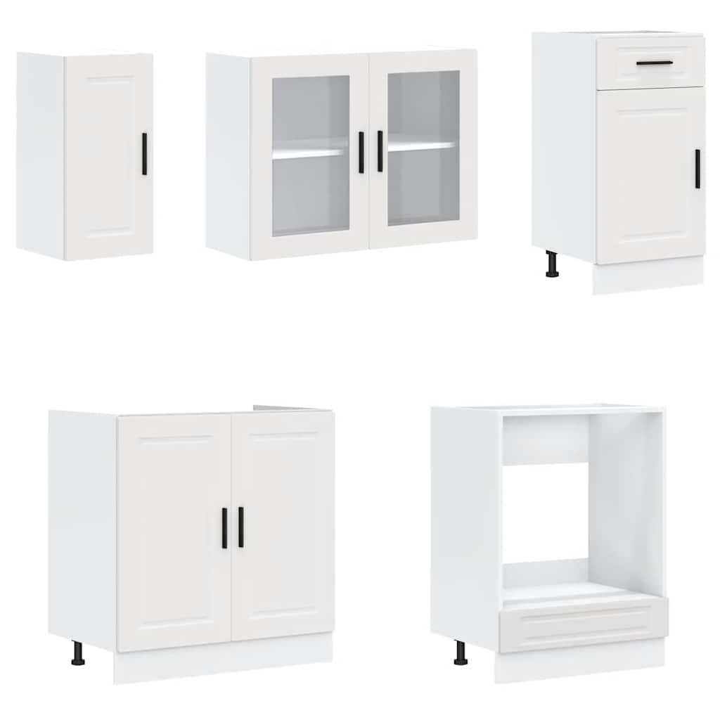 Set dulap de bucătărie din 8 piese „Kalmar” Lemn prelucrat alb GartenMobel Dekor