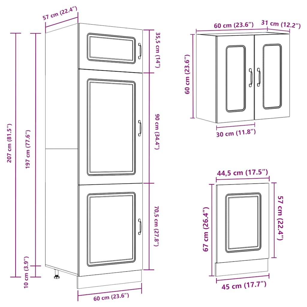 Set dulap de bucătărie din 8 piese „Kalmar” stejar afumat Lemn GartenMobel Dekor