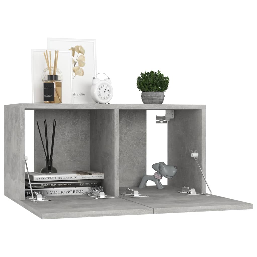 Set dulap TV, 5 piese, gri beton, lemn prelucrat GartenMobel Dekor