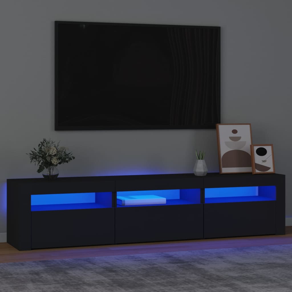 Comodă TV cu lumini LED, negru, 180x35x40 cm GartenMobel Dekor