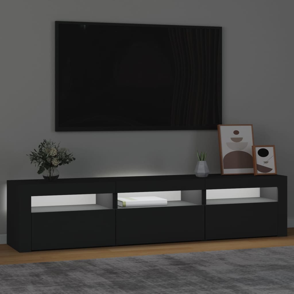 Comodă TV cu lumini LED, negru, 180x35x40 cm GartenMobel Dekor