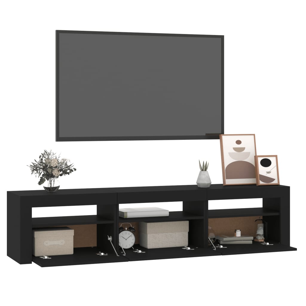 Comodă TV cu lumini LED, negru, 180x35x40 cm GartenMobel Dekor