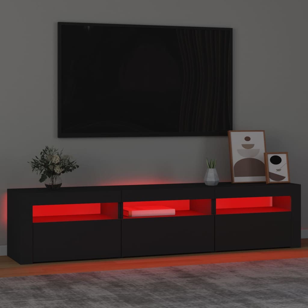 Comodă TV cu lumini LED, negru, 180x35x40 cm GartenMobel Dekor