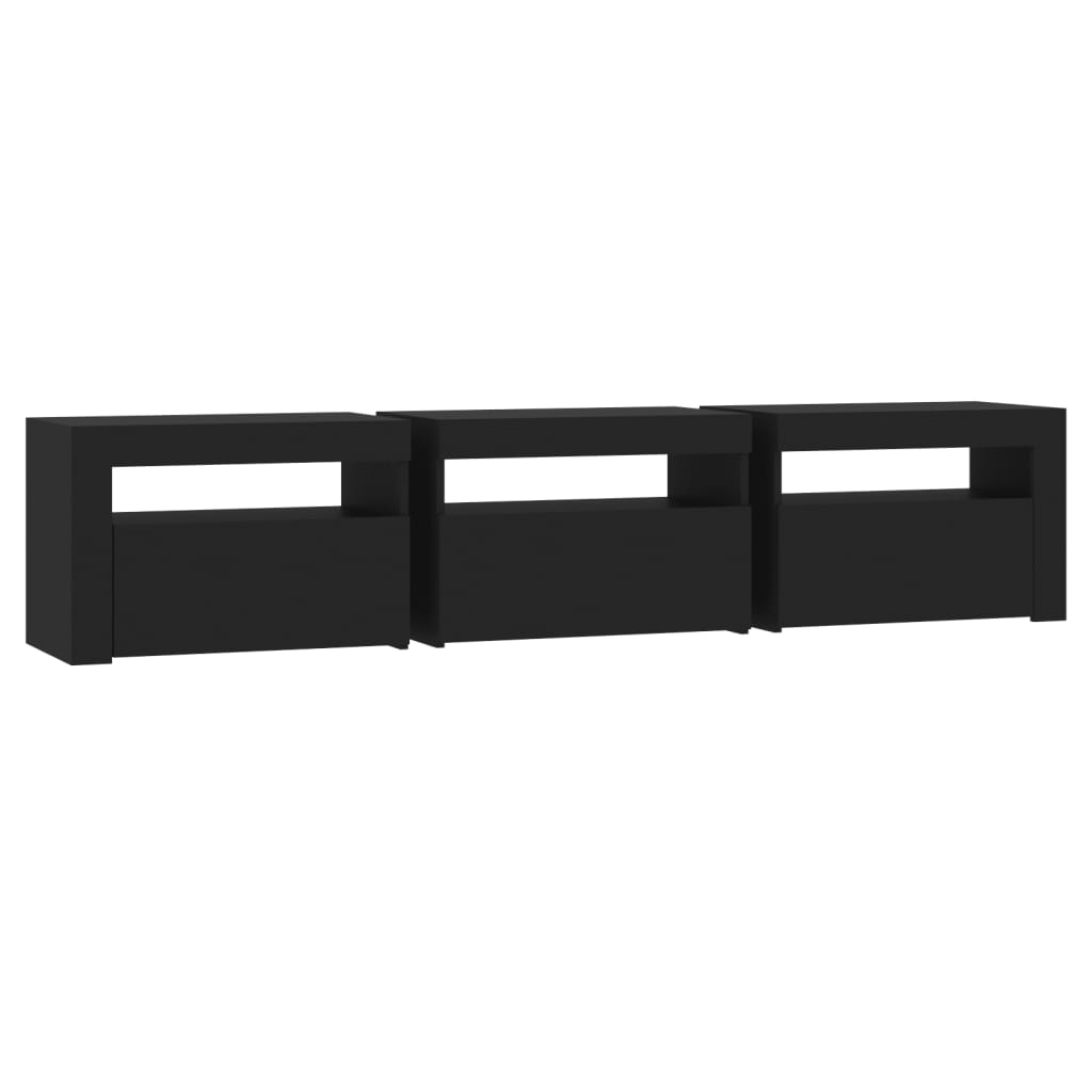 Comodă TV cu lumini LED, negru, 180x35x40 cm GartenMobel Dekor