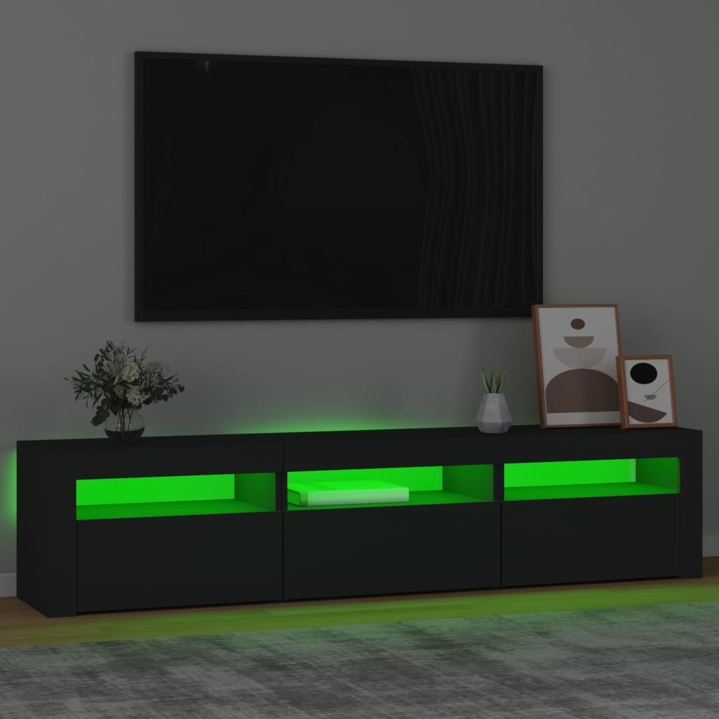 Comodă TV cu lumini LED, negru, 180x35x40 cm GartenMobel Dekor