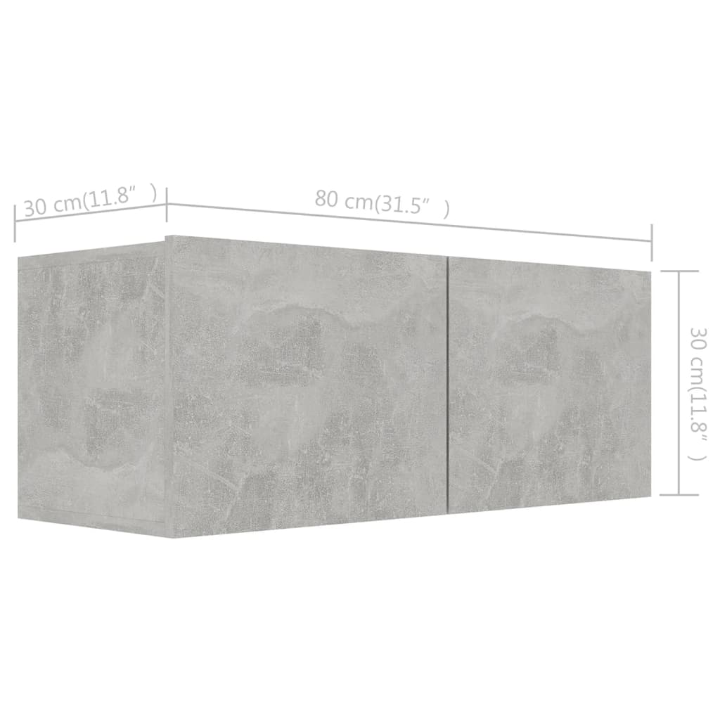 Set de dulapuri TV, 4 piese, gri beton, lemn prelucrat GartenMobel Dekor