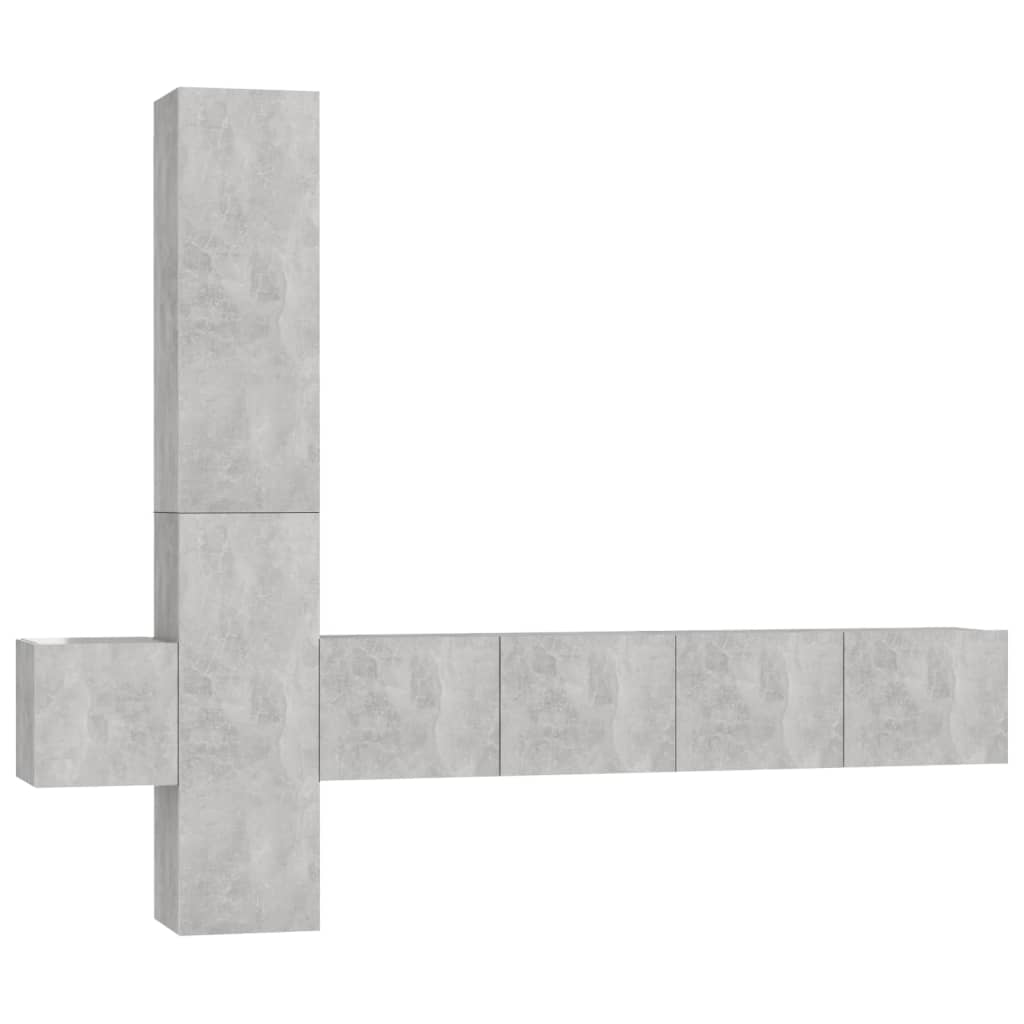 Set de dulapuri TV, 5 buc., gri beton, lemn prelucrat GartenMobel Dekor