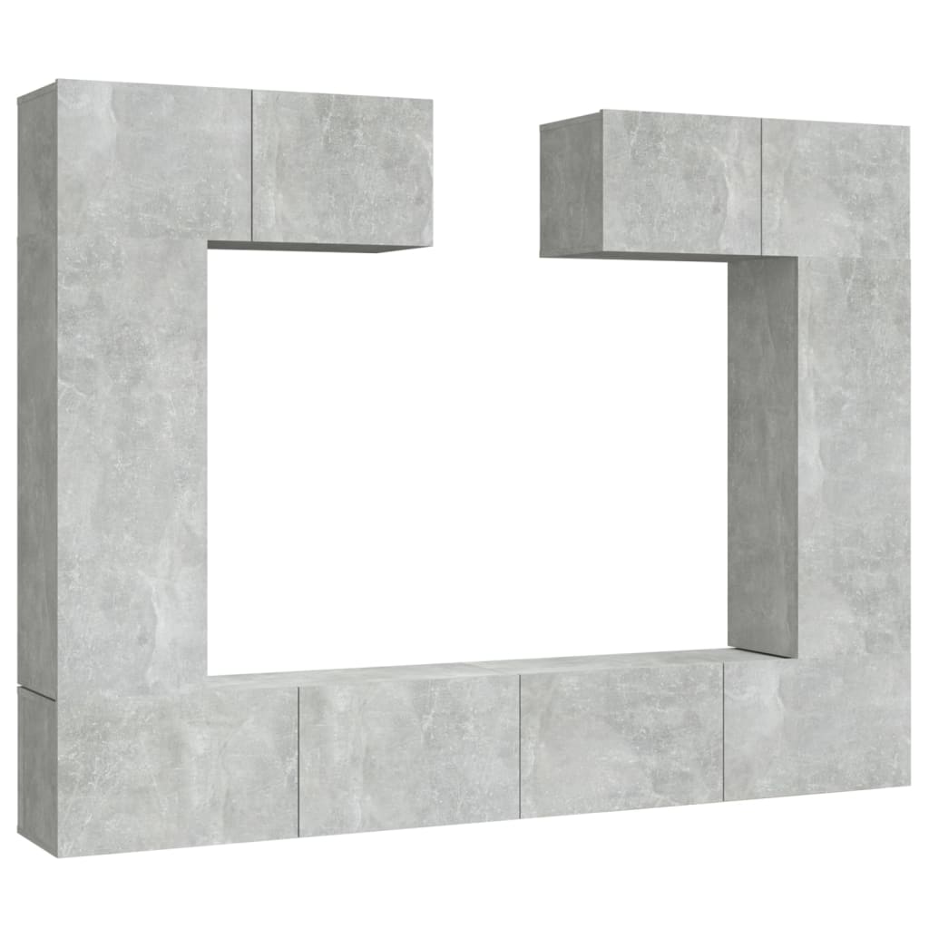 Set dulap TV, 6 piese, gri beton, lemn prelucrat GartenMobel Dekor